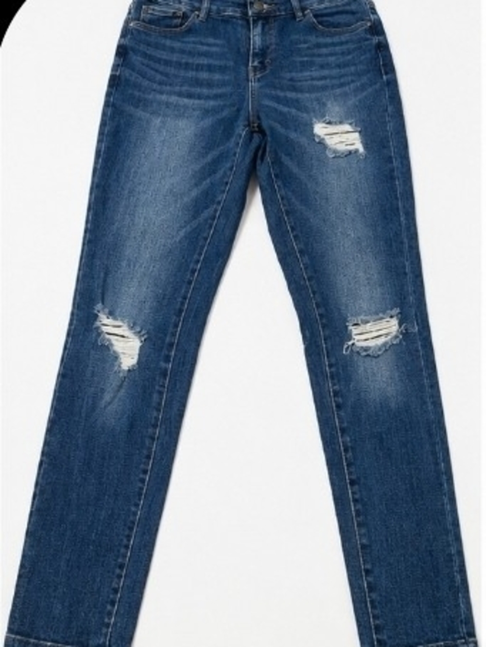 New York & Company Distressed Straight Leg Jeans - Blue